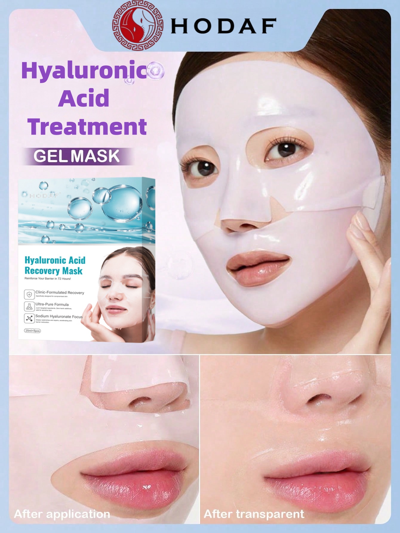 Luxury Skincare Shop - HODAF 5pcs Masker Wajah Hyaluronic Acid