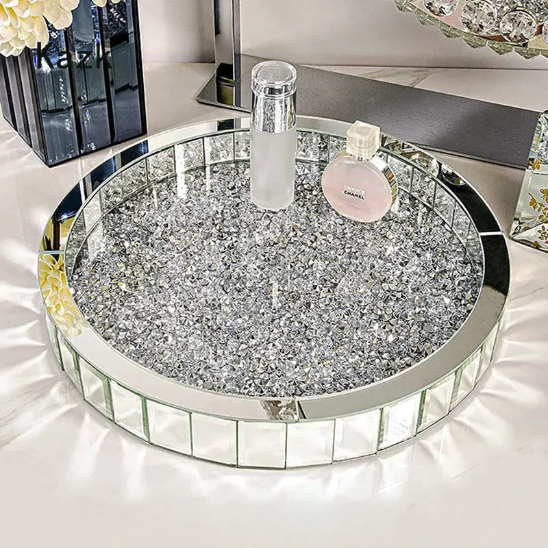 Luxury Skincare Tray - Nampan Penyimpanan Kaca Inlay Berlian Mewah
