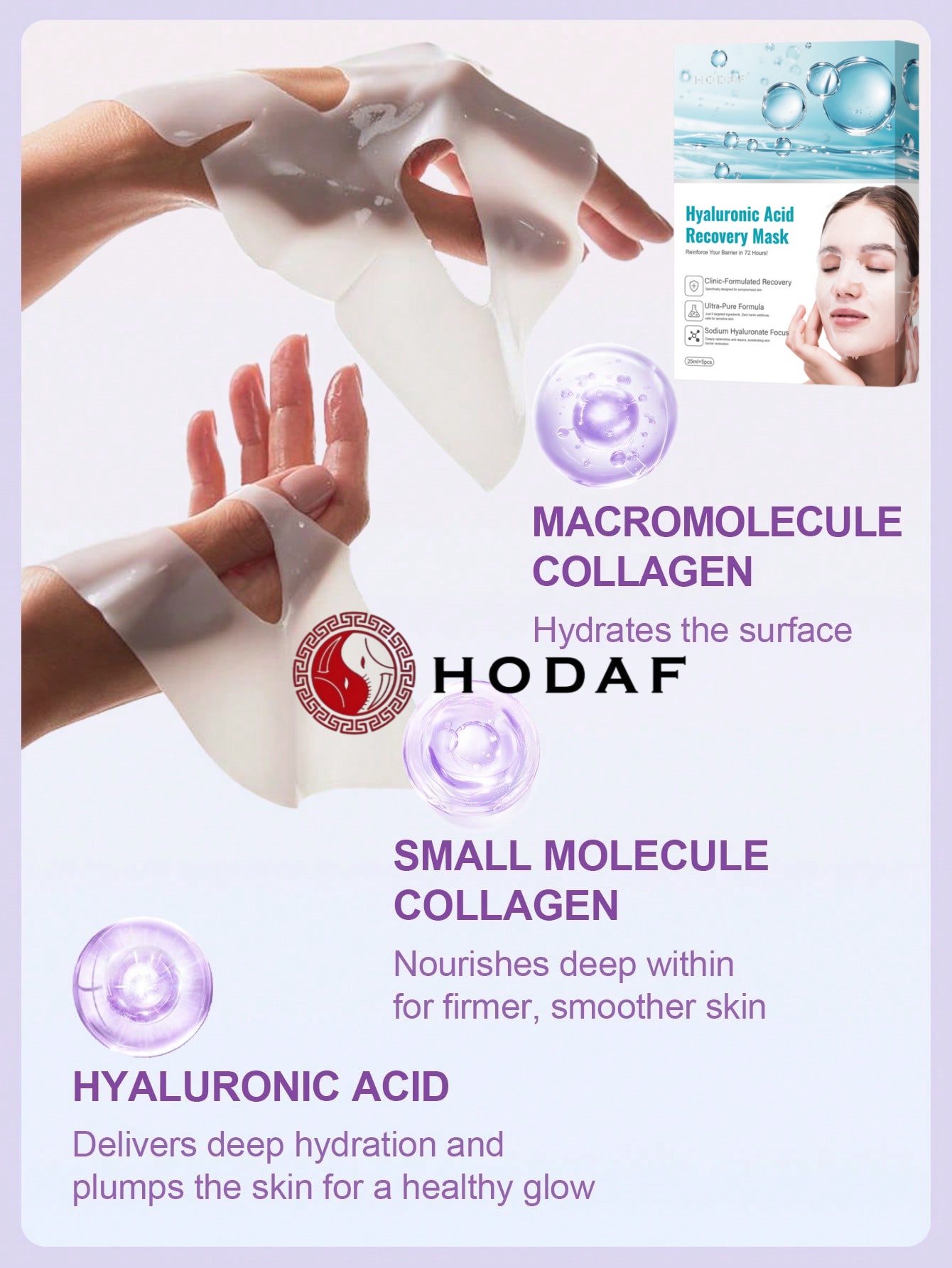 HODAF 5pcs Masker Wajah Hyalur - Luxury Skincare Shop ulasan dan harga