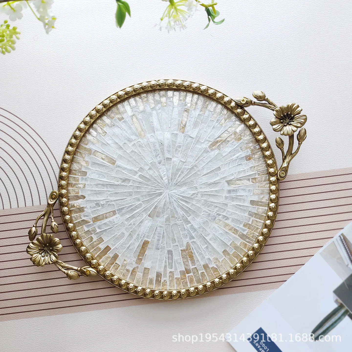 b7- Nampan dekorasi cangkang r - Luxury Skincare Tray ulasan dan harga