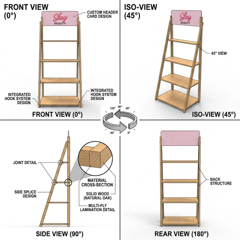 Rak Display Kosmetik Kayu Mewa - Luxury Skincare Shop ulasan dan harga